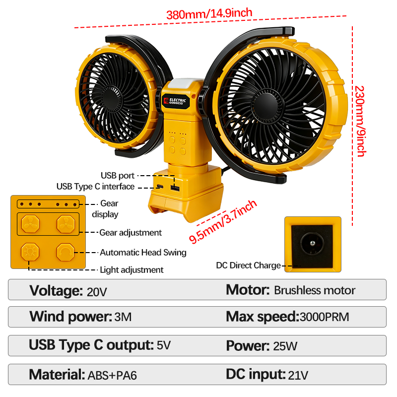 3000RPM Portable Dual Head Fan - Power Tools Lowes recension och pris