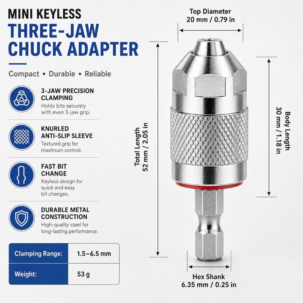 3 Jaw Drill Chuck Adapter with - Power Tools Underwater recension och pris